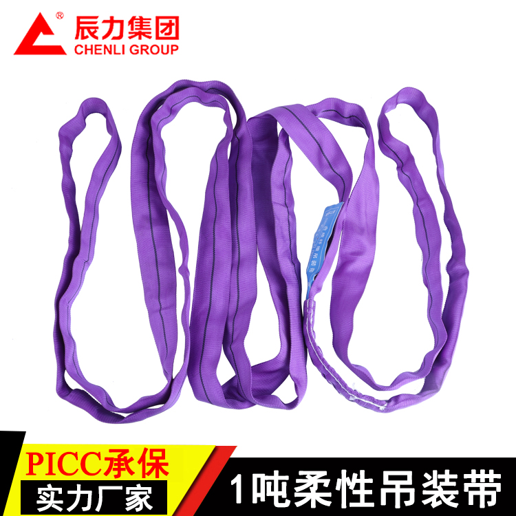 河北辰力1吨柔性吊装带 紫色起重吊带 环形吊装带